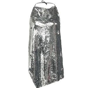 MARQUES' ALMEIDA Silver Sequin Halter Top NWT Size 12